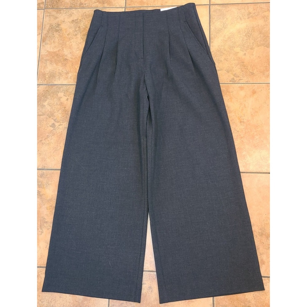 NWT Chico's Pleated Fly Front Full Wide Leg Pant Gray Trousers 10‎ MSP $139